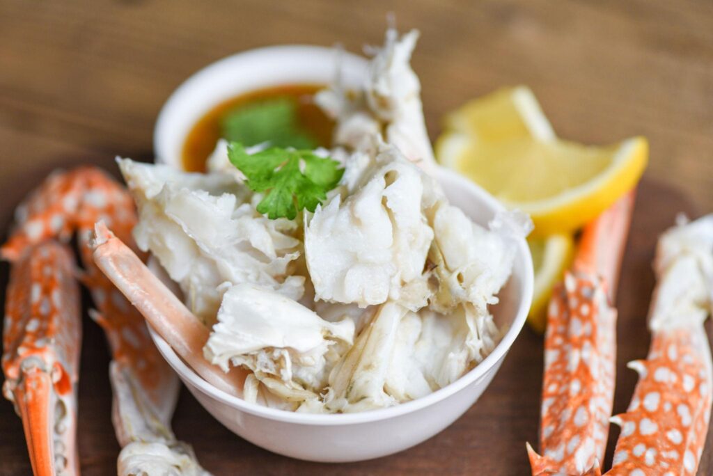 Fresh blue crab meat in bowl