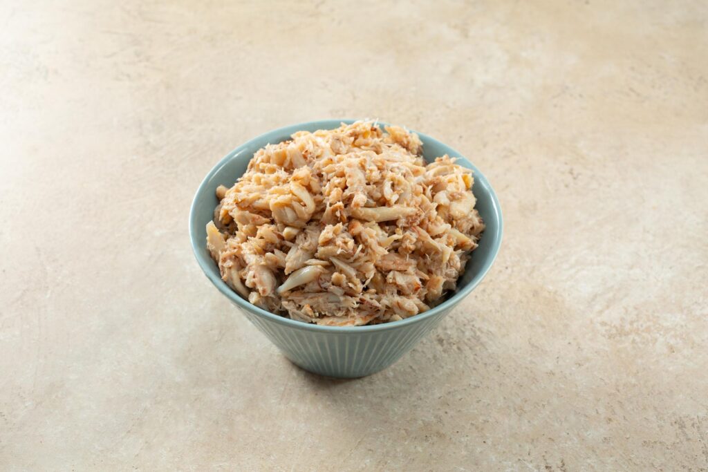 Fresh blue crab meat in bowl